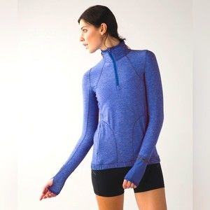 03 Lululemon Pace Pusher 1/2 Zip Harbor Blue 4